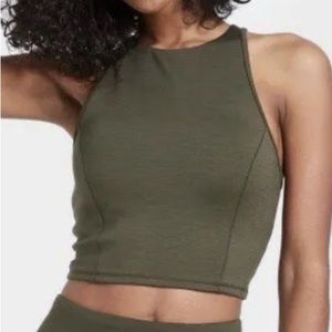 EUC Dark Olive Green Longline Sports Bra Tank